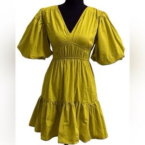 Jaus Lime Green Tiered Ruffled Mini Sundress